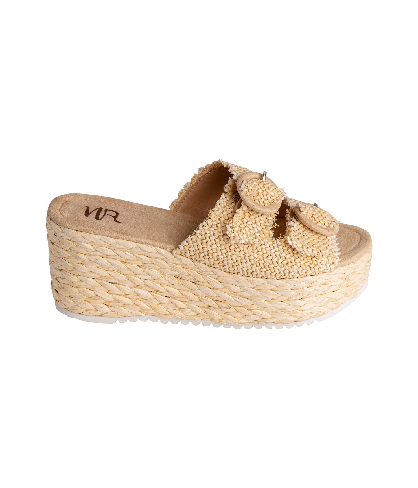 Eriwen Buckle Wedge in Cream - Loving God