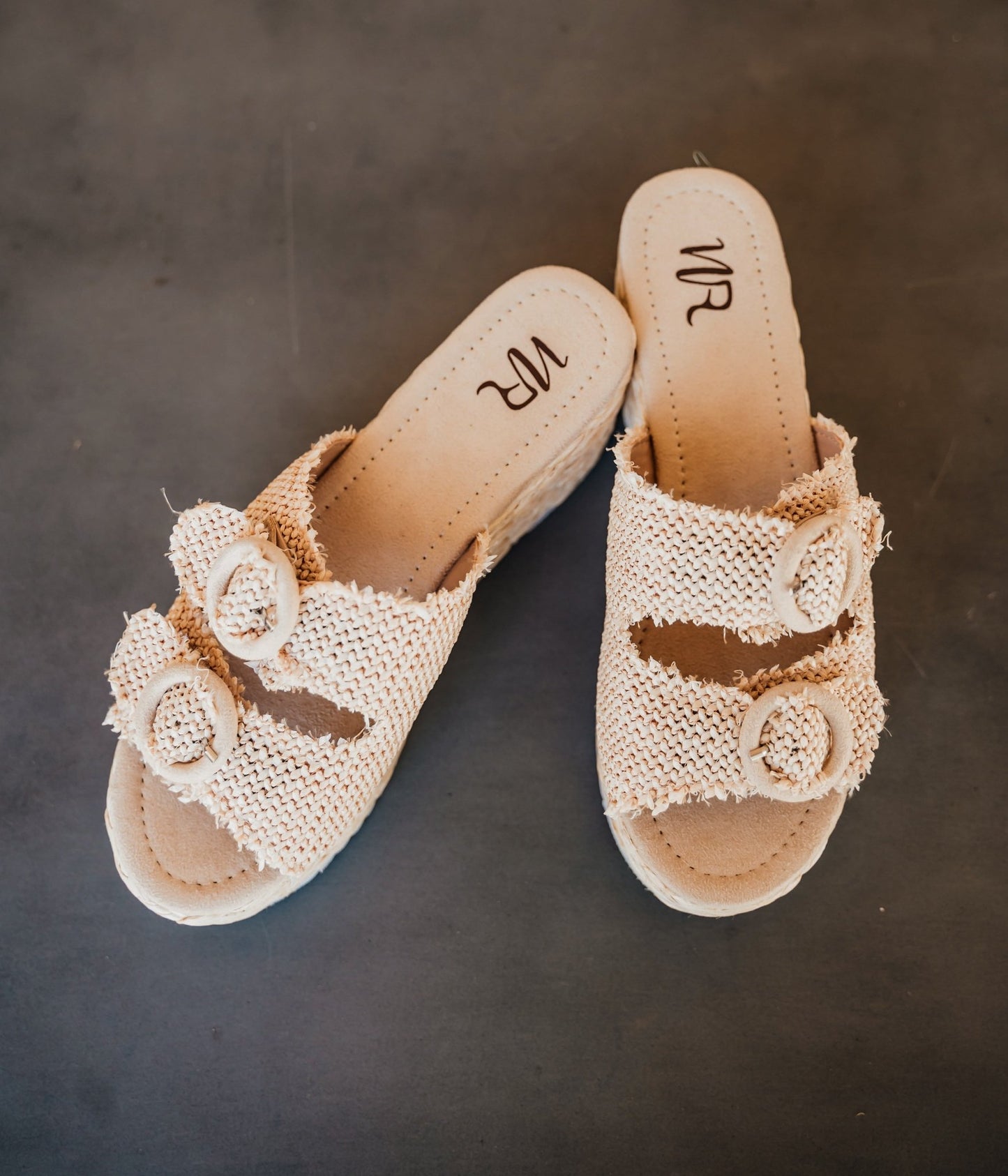 Eriwen Buckle Wedge in Cream - Loving God