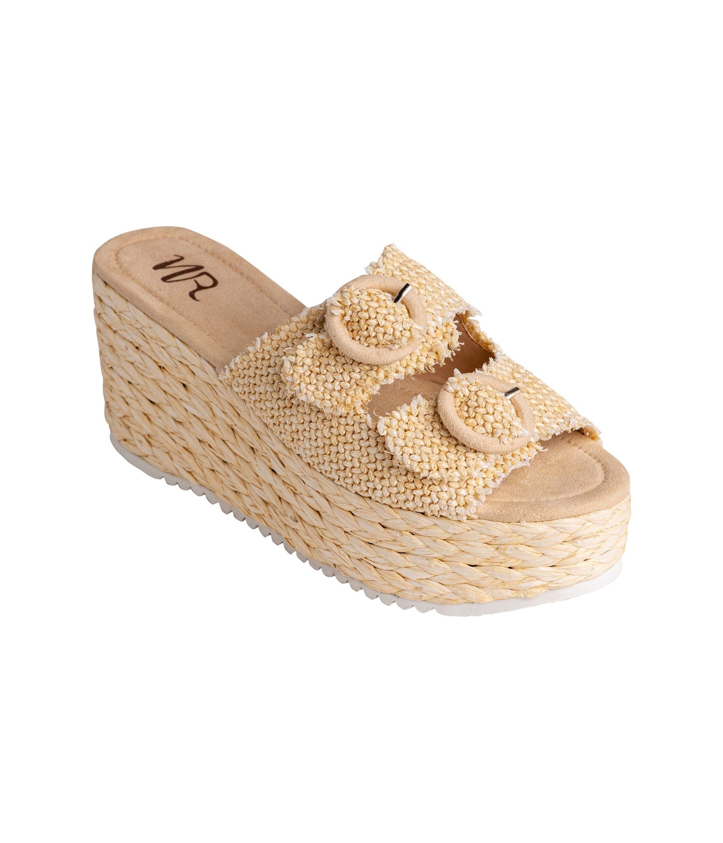 Eriwen Buckle Wedge in Cream - Loving God