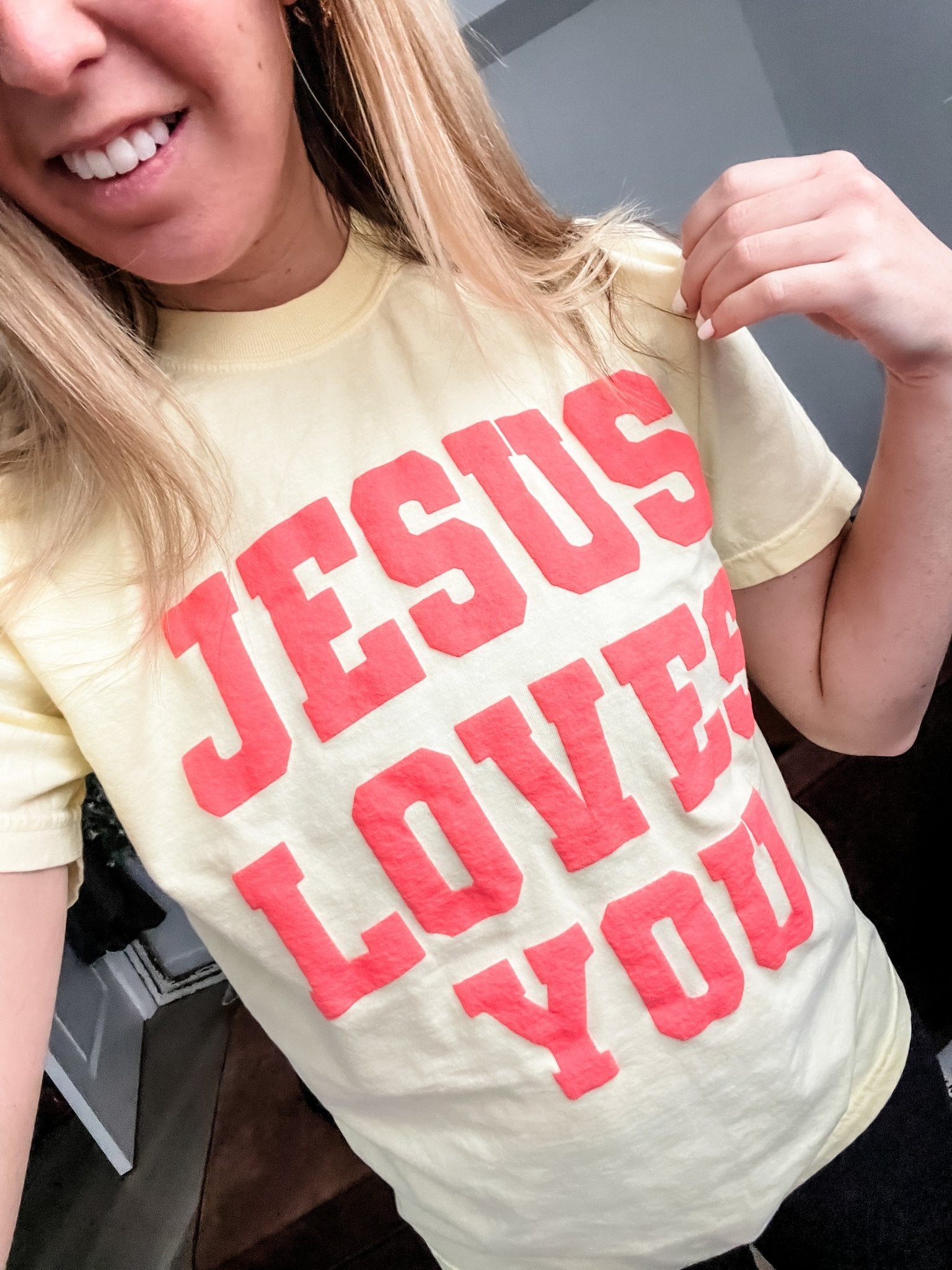 Loving God | Jesus Loves You Comfort Colors Christian Tee Oversized Garment Dyed Womenswear - Loving God