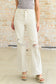 Selena High Rise Distressed 90's Straight Jeans in Bone - Loving God